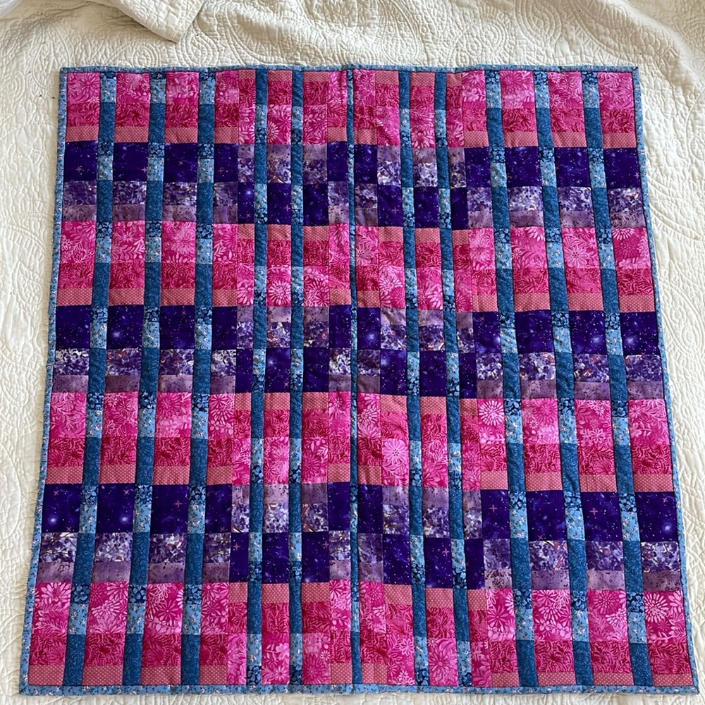 Handmade colorful geometric mini quilt wall hanging cotton